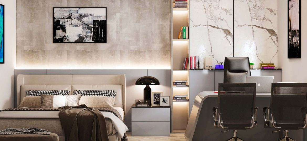 bedroom cum office interior design
