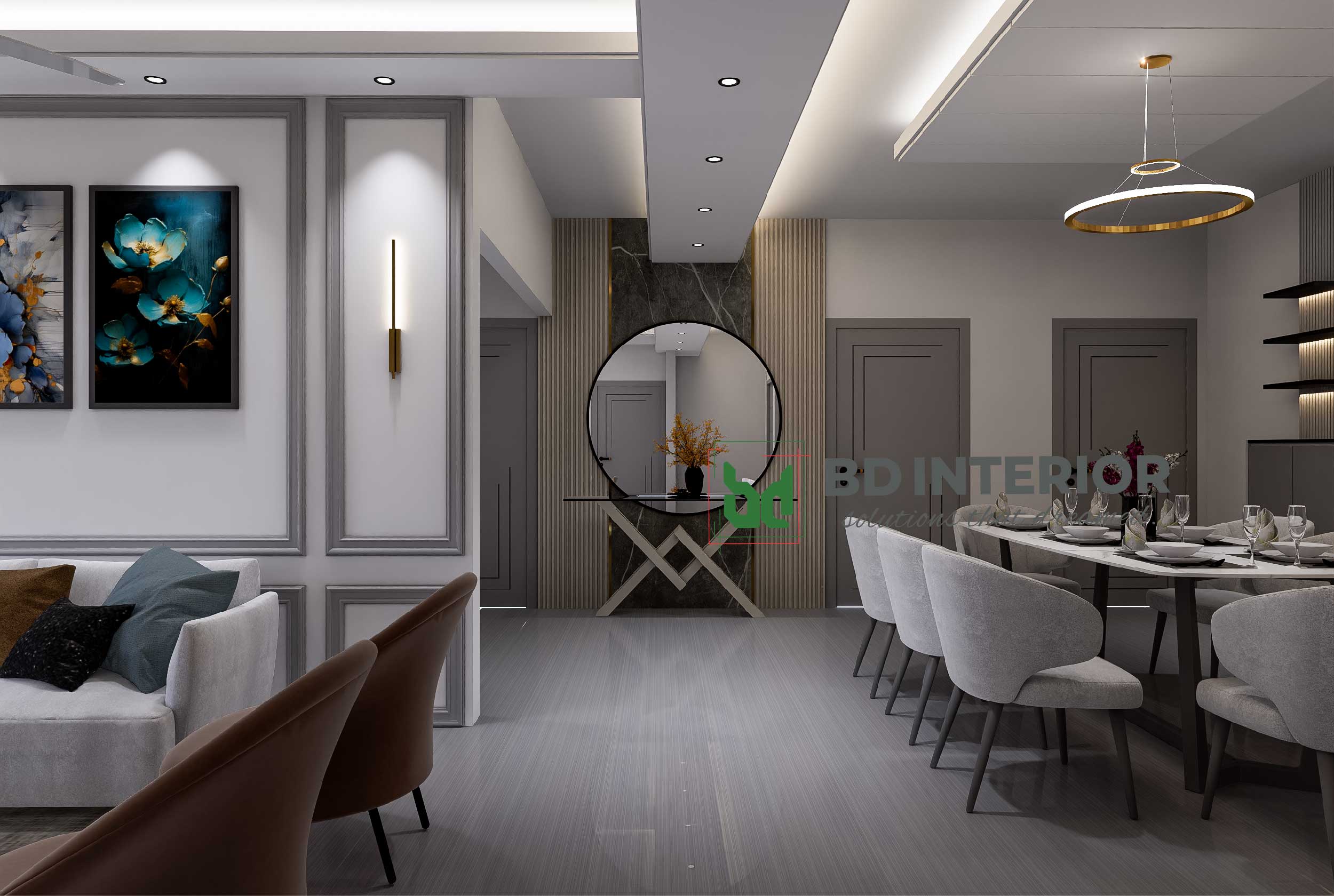 living cum dining interior design