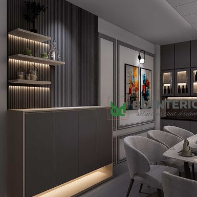 living cum dining space design