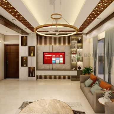 Drawing Room Interior Design In Kolkata - Purple Interior House
