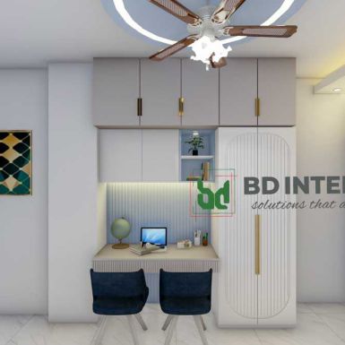 study unit interior design for kids bedroom